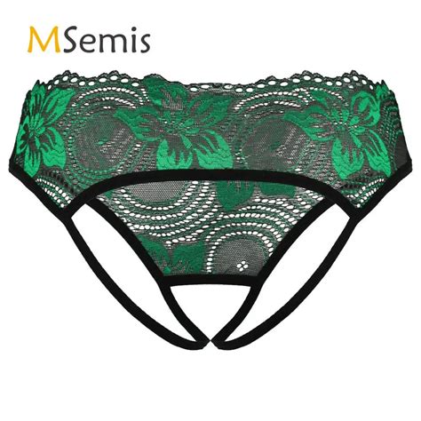 Women Open Crotch Crotchless Knickers See Through Sheer Lace Briefs