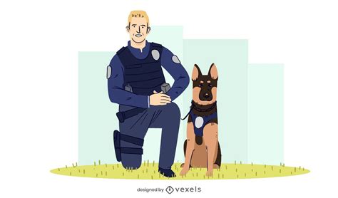 Police Dog Illustration Design Vector Download