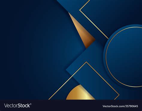 Abstract Blue Geometric With Gold Stripes On Dark Vector Image