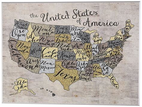 Stupell Home Décor United States Map Typography Art Wall Plaque 11 X 0