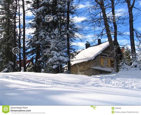 Winter Mountain House And Forest Stock Photo Image Of Downfall Hill