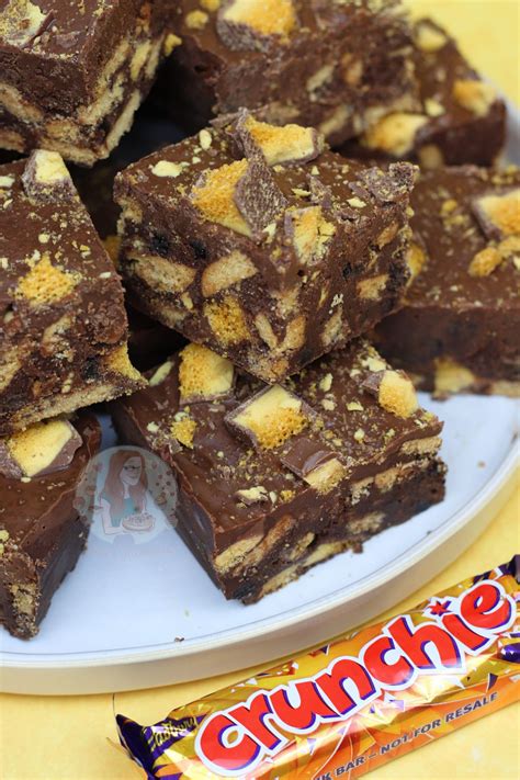 a no bake chocolatey honeycomb crunchie tiffin that you ll want to make again and again so as