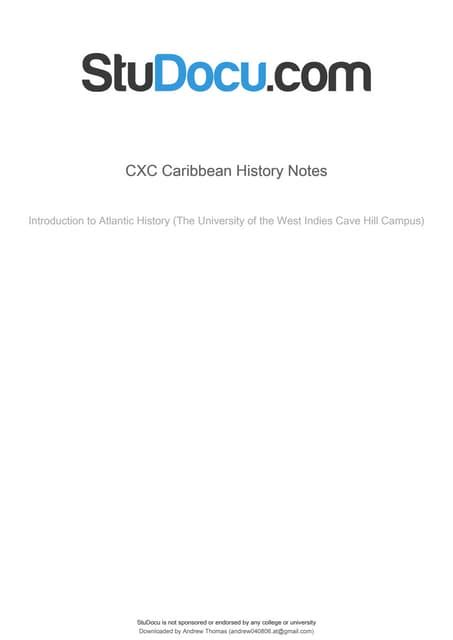 Cxc Caribbean History Notespdf