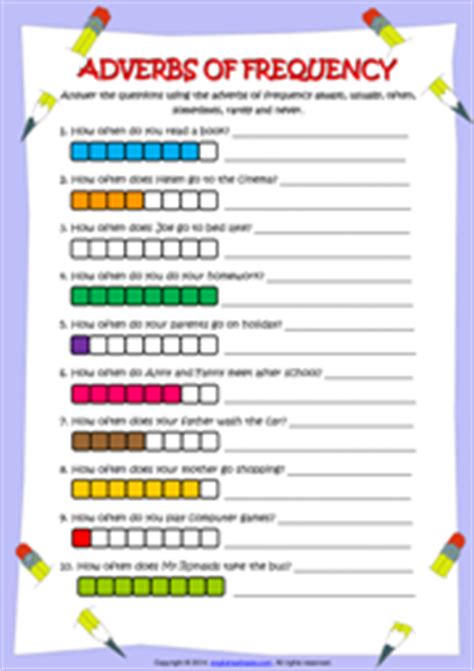 Check spelling or type a new query. Frequency Adverbs ESL Printable Worksheets and Exercises