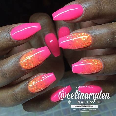 Loading Pink Glitter Nails Neon Nails Orange Nails