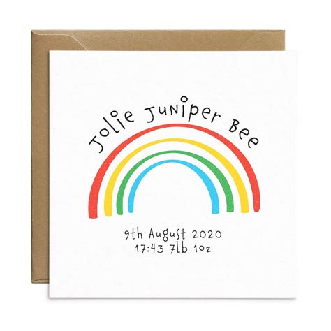 Personalised New Baby Card Rainbow Baby Announcement Birth Etsy