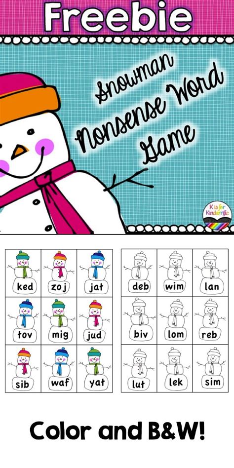 Freebie Nonsense Word Game In Color And Bandw Kindergarten Freebies Kindergarten Reading