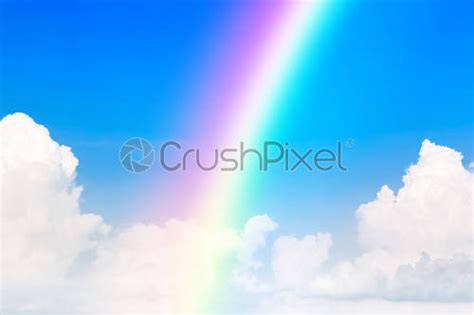 Blue Sky And White Cloud And Rainbow Stock Photo Crushpixel