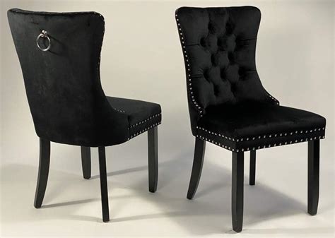 Velvet Dining Chairs Set Of 2 Elegant Tufted Button
