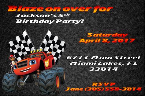 Welcome to the blaze & the monster machines wiki. Custom Blaze and the Monster Machine birthday invitation | Custom invitations, Invitations ...