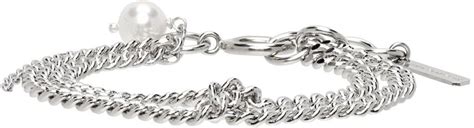 Handcrafted Tiered Curb Chain Bracelet In Palladium Plated Brass Logo