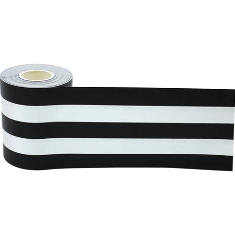 Black And White Stripes Straight Rolled Border Trim 50 Feet Tcr8922 Teacher Created Resources
