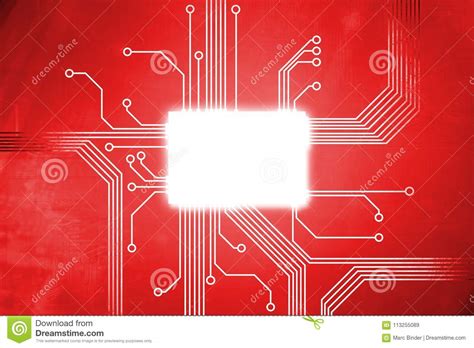 Red Colored Digital Computer Chip Core Stock Illustration
