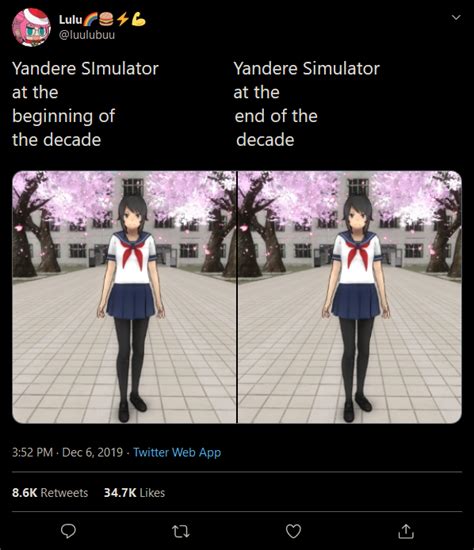 Yandere Simulator At The Beginning Of The Decade And Yandere Simulator At