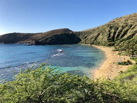 View From Above Of Hanauma Bay Hawaii Stock Photo Image Of View