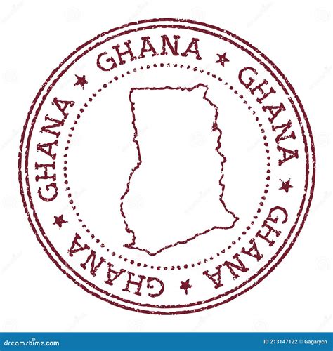 Ghana Round Rubber Stamp With Country Map Stock Vector Illustration