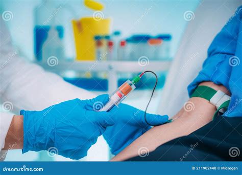 Phlebotomy Nurse Taking Blood For Laboratory Testing Stock Photo