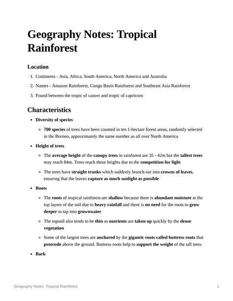 Solution Tropical Rainforest Geography Notes Studypool