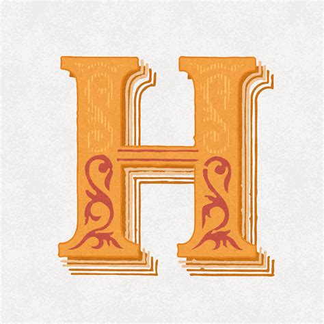 Capital Letter H Vintage Typography Style Download Free Vectors