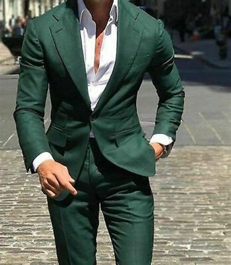 Men Suits Green Piece Formal Fashion Wedding Suit Groom Wear Slim Fit Party Wear One Button