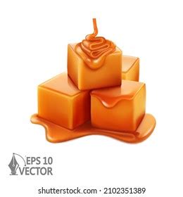 Sweet Caramel Set Realistic Vector Illustration Stock Vector Royalty