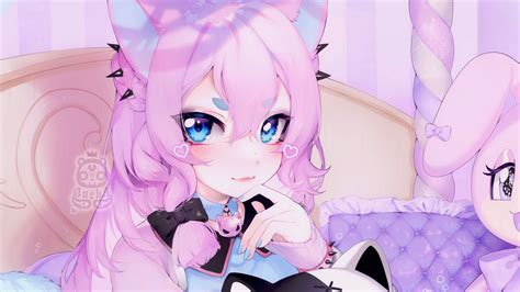Anime Girl With Pink Hair And Blue Eyes Wallpaper
