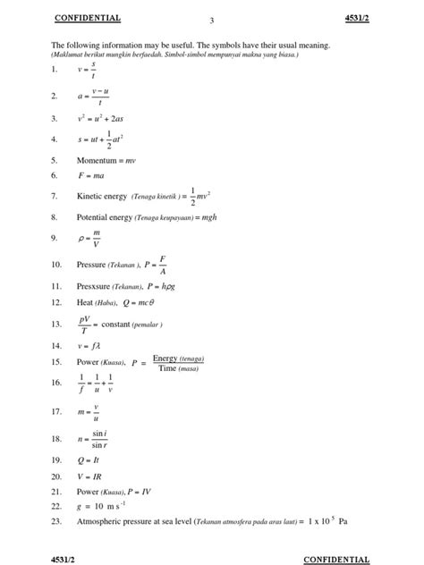 Spm Physics Formula List Form4 Lens Optics Acceleration