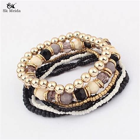 New Fashion Multilayer Bracelet Beads Mixed Elastic Bracelets Charming