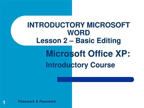Ppt Introductory Microsoft Word Lesson 2 Basic Editing Powerpoint
