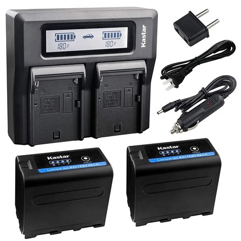 kastar fast dual lcd charger 2x battery for sony np f970 pro np f975 np