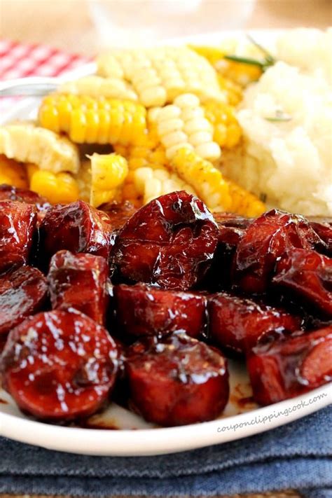 Smoked Sausage With Barbecue Sauce Recipe Bbq Dishes Smoked