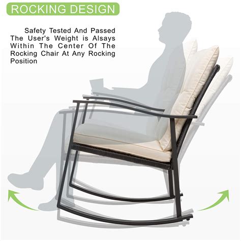 Vongrasig 3 Piece Outdoor Rocking Chair Set Pe Wicker Rattan Small