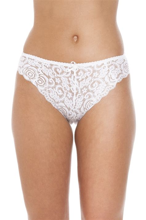 New Ladies Camille Lace Ivory Plain Womens Knickers Lingerie Briefs