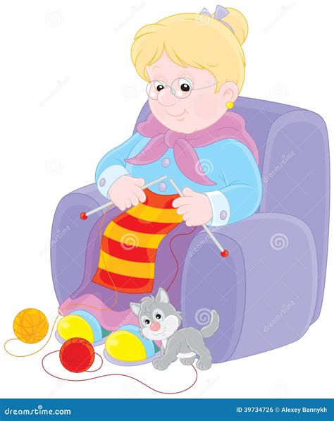 Granny Knitting Stock Vector Illustration Of Kindly 39734726