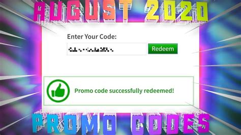 August 2020 All Working Promo Codes In Roblox Youtube