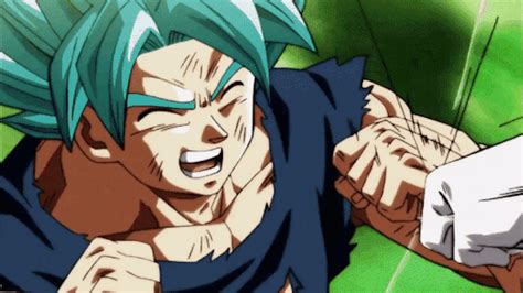 Share a gif and browse these related gif searches. Super Saiyan Blue Goku able to counter block Jiren punches ...