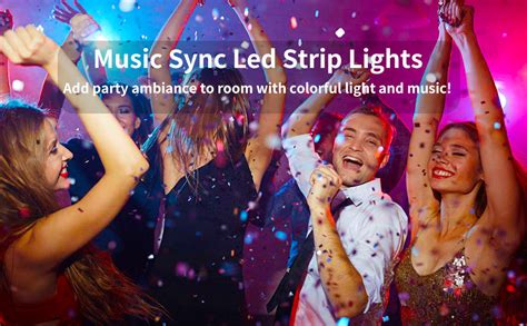 Led strip lights, l8star 32.8ft/10m color changing rope lights smd 5050 flexible rgb light strips with bluetooth controller sync to music apply for tv bar counter cabinet party christmas decoration 4.4 out of 5 stars 1,526 DreamColor Music LED Strip Lights Built-in Digital IC ...