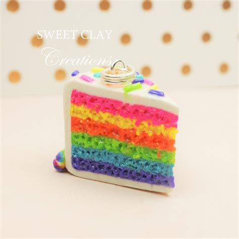 Rainbow Cake Charm Miniature Food Jewelry Polymer Clay Handmade By