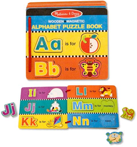Melissa And Doug Wooden Magnetic English Alphabet Puzzle Book Baby