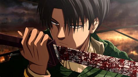 Anime Attack On Titan Blood Levi Ackerman Sword Women Photograph By