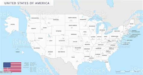 Ilustración De Colorido Mapa De Estados Unidos Con Los Nombres Y