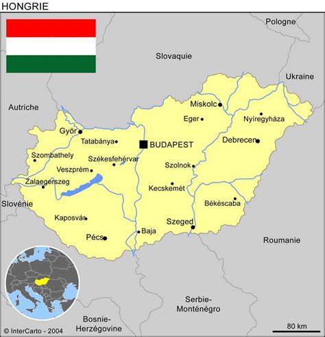 Carte politique, relief, provinces et drapeau de la hongrie. Carte de la Hongrie - Plusieurs cartes du pays se trouvant ...