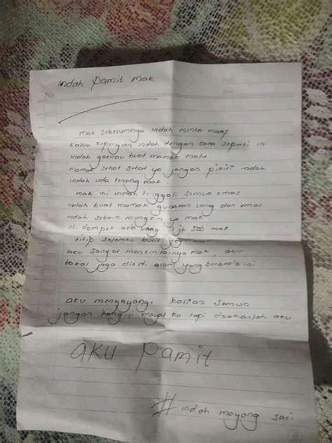 Kisah Asmara Berujung Maut, Surat Wasiat Indah Bikin Merinding Pembacanya | e-news.id