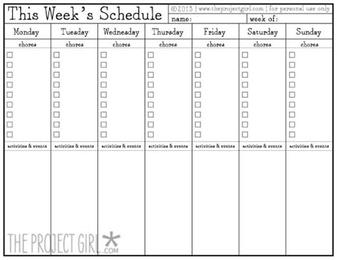 7 Best Images Of Free Printable Weekly Chore Charts Template Weekly