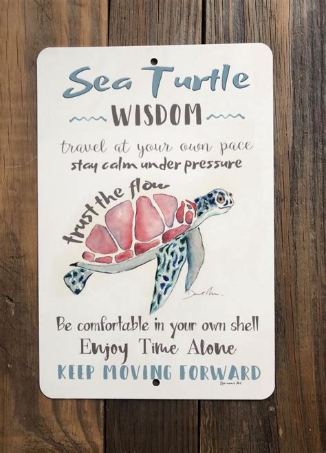 Sea Turtle Metal Sign Sea Turtle Wisdom Sign Beach Decor Etsy Metal