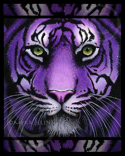 Fiala Hand Signed Glossy Print 8x10 Inch Purple Tiger Big Cat Purple