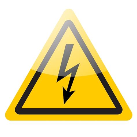 Premium Vector Yellow Warning Sign Lightning Danger Symbol Icon