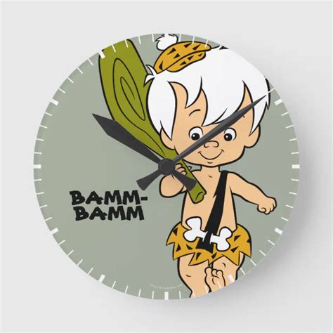 The Flintstones Bamm Bamm Rubble Round Clock Zazzle