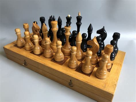 Soviet Chess Vintage Extra Large Wooden Chess Set Chess Game Etsy