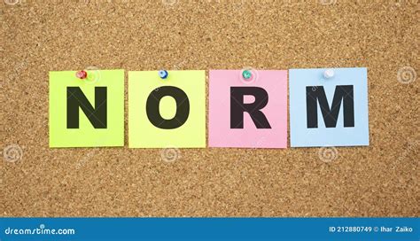 Color Notes With Letters Pinned On A Board Word Norm Stock Image